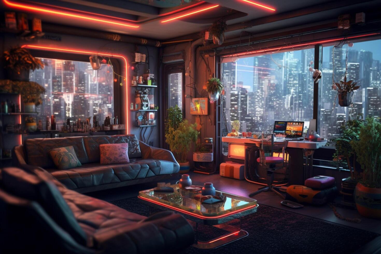 Cyberpunk Apartment 3D Backdrops