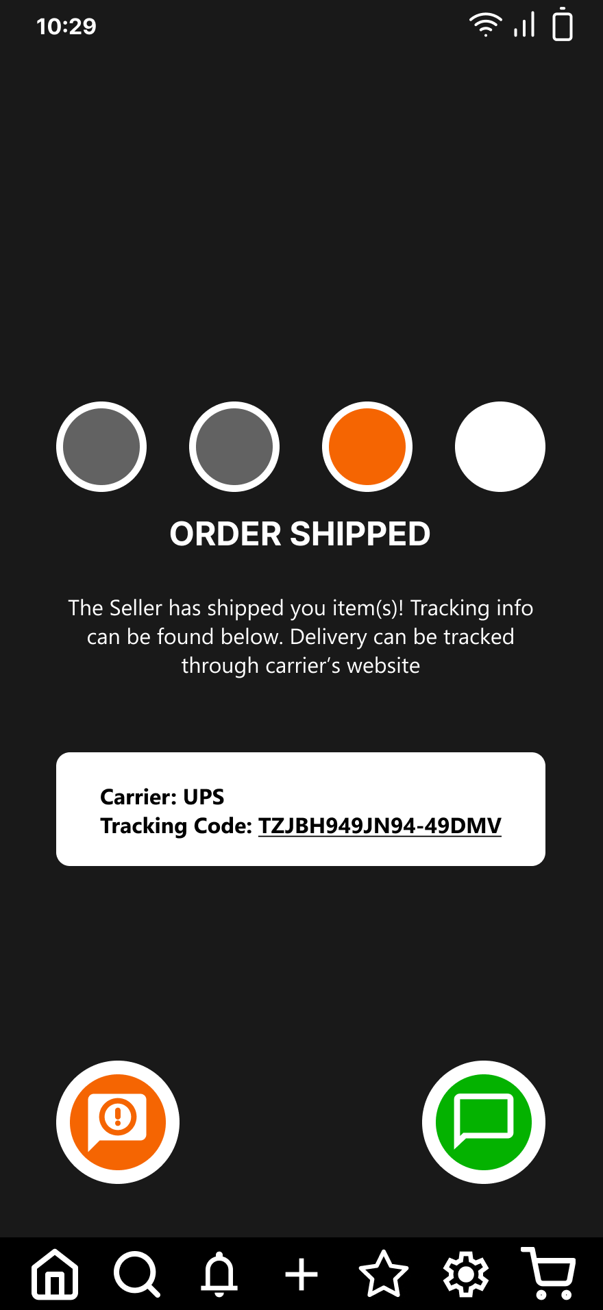 Order Tracking — Shipped